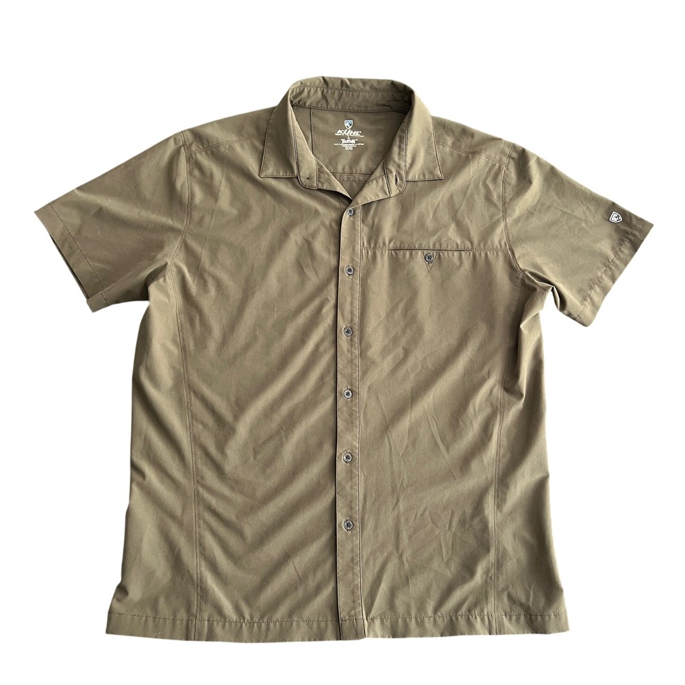 Kuhl Tufflex Men's Large Short Sleeve Button Down Shirt Olive Green Style 3069